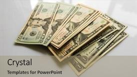  Presentation with emoney money traffic concept closeup - Slide deck with us dollars closeup concept american background and a coral colored foreground