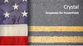  Presentation with road yellow - Presentation theme consisting of us flag against yellow road background and a gray colored foreground