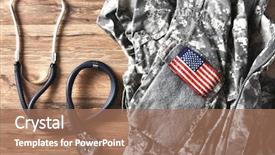  Presentation with military - Colorful slide deck enhanced with us military fatigues and stethoscope backdrop and a coral colored foreground
