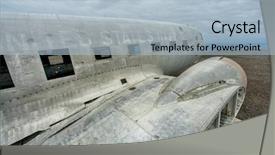  Presentation with plane crash - Slide set having us military plane crash background and a light blue colored foreground