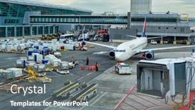  Presentation with airport runway - Audience pleasing presentation design consisting of us-new-york-1-20 backdrop and a  colored foreground