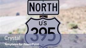  Presentation with route - PPT layouts featuring us-route-395-highway-sign background and a ocean colored foreground