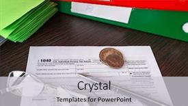  Presentation with tax - Slide deck enhanced with us tax form 1040 background and a light gray colored foreground