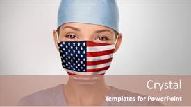  Presentation with asian doctor - Beautiful presentation theme featuring usa-american-doctor-wearing-coronavirus backdrop and a coral colored foreground