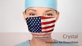  Presentation with united states flag - Audience pleasing PPT theme consisting of usa-american-doctor-wearing-coronavirus backdrop and a coral colored foreground