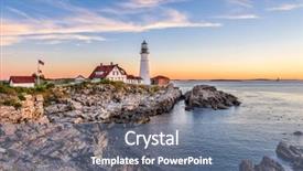  Presentation with maine - Presentation theme enhanced with usa at portland head light background and a ocean colored foreground