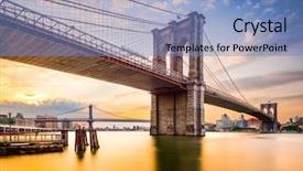  Presentation with brooklyn - Slide set enhanced with usa at the brooklyn bridge background and a teal colored foreground