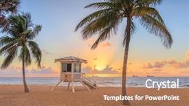  Presentation with orlando florida usa downtown city - Colorful presentation design enhanced with usa beach and life guard backdrop and a coral colored foreground