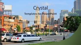  Presentation with historical buildings - Audience pleasing theme consisting of usa buildings - boston city street view backdrop and a  colored foreground