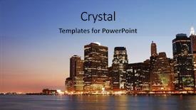  Presentation with new york city - Slide set consisting of usa buildings - new york city manhattan skyline background and a teal colored foreground