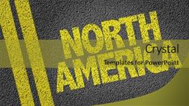  Presentation with north america - Presentation theme featuring usa canada map routes - north america written background and a gold colored foreground