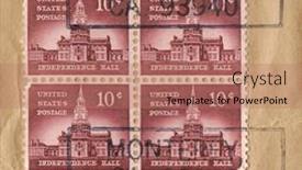  Presentation with liberty - Colorful PPT layouts enhanced with usa-circa-1956-stamp-printed backdrop and a coral colored foreground