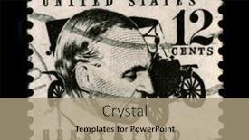  Presentation with ford - PPT theme consisting of usa-circa-1970-a-stamp background and a coral colored foreground