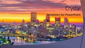 Presentation with pittsburgh pennsylvania usa city skyline - PPT layouts consisting of usa city skyline at dawn background and a coral colored foreground