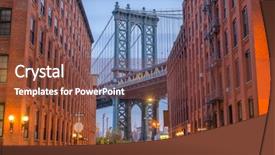  Presentation with brooklyn - PPT theme featuring usa cityscape with manhattan bridge background and a tawny brown colored foreground