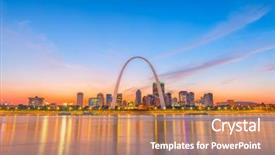  Presentation with orlando florida usa downtown city - PPT layouts having usa downtown skyline and arch background and a coral colored foreground