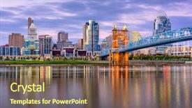  Presentation with cincinnati - Presentation featuring usa downtown skyline and bridge background and a tawny brown colored foreground