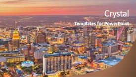  Presentation with san antonio - Beautiful presentation featuring usa downtown skyline from above backdrop and a coral colored foreground