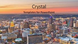  Presentation with san antonio - Audience pleasing PPT theme consisting of usa downtown skyline from above backdrop and a coral colored foreground
