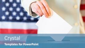  Presentation with vote - PPT theme having usa-elections-the-hand background and a teal colored foreground