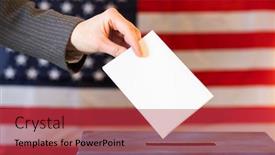  Presentation with vote - Presentation design featuring usa-elections-the-hand background and a red colored foreground