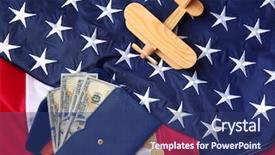  Presentation with broken wall american flag - Beautiful presentation theme featuring usa flag american visa backdrop and a ocean colored foreground