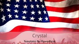  Presentation with 4th july - Presentation design with usa-flag-crowd-and-fireworks background and a coral colored foreground