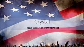  Presentation with independence day - Slide set having usa-flag-crowd-and-fireworks background and a light blue colored foreground