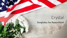  Presentation with usa flag - PPT theme with usa flag on wood background background and a light gray colored foreground