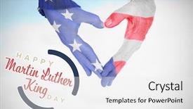  Presentation with heart clouds - Cool new presentation theme with usa flag painted on hands backdrop and a white colored foreground
