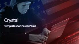  Presentation with cyber attack - PPT layouts with usa flag threat of cyber background and a wine colored foreground