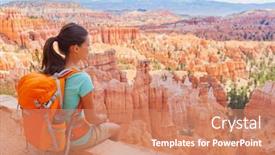  Presentation with united states - Presentation theme consisting of usa-hiker-woman-in-bryce background and a coral colored foreground