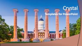  Presentation with usa - PPT layouts with usa historic campus and columns background and a teal colored foreground
