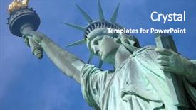  Presentation with new york city - Presentation theme having statue of liberty on liberty background and a teal colored foreground