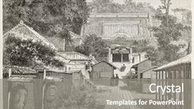  Presentation with old photo - Cool new PPT theme with usa japan - american legation in yedo tokyo backdrop and a gray colored foreground