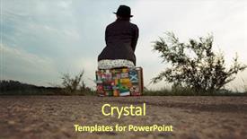  Presentation with suitcase - Colorful slide set enhanced with usa japan - woman with vintage travel suitcase backdrop and a tawny brown colored foreground