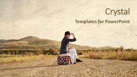  Presentation with vintage women - PPT theme featuring usa japan - women with vintage travel suitcase background and a lemonade colored foreground