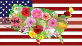  Presentation with washington dc usa map - Presentation theme featuring usa map on national flag background and a coral colored foreground