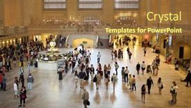  Presentation with passengers - Presentation design consisting of usa-new-york-aug-23 background and a coral colored foreground