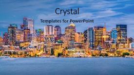  Presentation with seattle - Amazing theme having usa skyline on lake union backdrop and a teal colored foreground