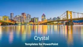  Presentation with pittsburgh - PPT theme featuring usa skyline on the allegheny background and a ocean colored foreground
