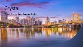  Presentation with pittsburgh - Presentation design featuring usa skyline on the allegheny background and a light blue colored foreground