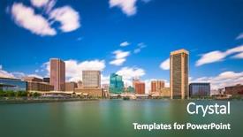  Presentation with baltimore - Slide deck having usa skyline on the inner background and a ocean colored foreground