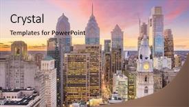  Presentation with philadelphia - Slide set with usa skyline over center city background and a lemonade colored foreground