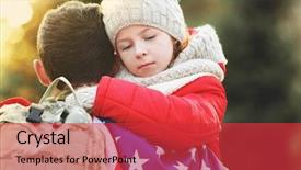  Presentation with daughter - Amazing slide set having usa soldier hugging his daughter backdrop and a red colored foreground