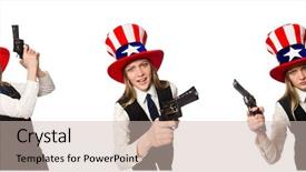  Presentation with filipino american relation - Colorful presentation theme enhanced with wearing hat with american symbols backdrop and a soft green colored foreground