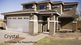  Presentation with new home sales - Presentation theme consisting of usa west coast - new american home background and a coral colored foreground