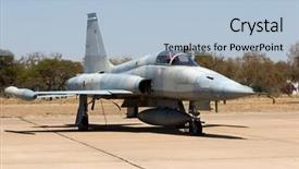  Presentation with military - Colorful theme enhanced with usaf - military airplane f5 parked backdrop and a light blue colored foreground