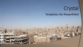  Presentation with city - Presentation consisting of usana - bab al yemen sana' background and a teal colored foreground