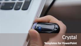  Presentation with flash - Cool new slide deck with usb - flash drive in laptop backdrop and a tawny brown colored foreground